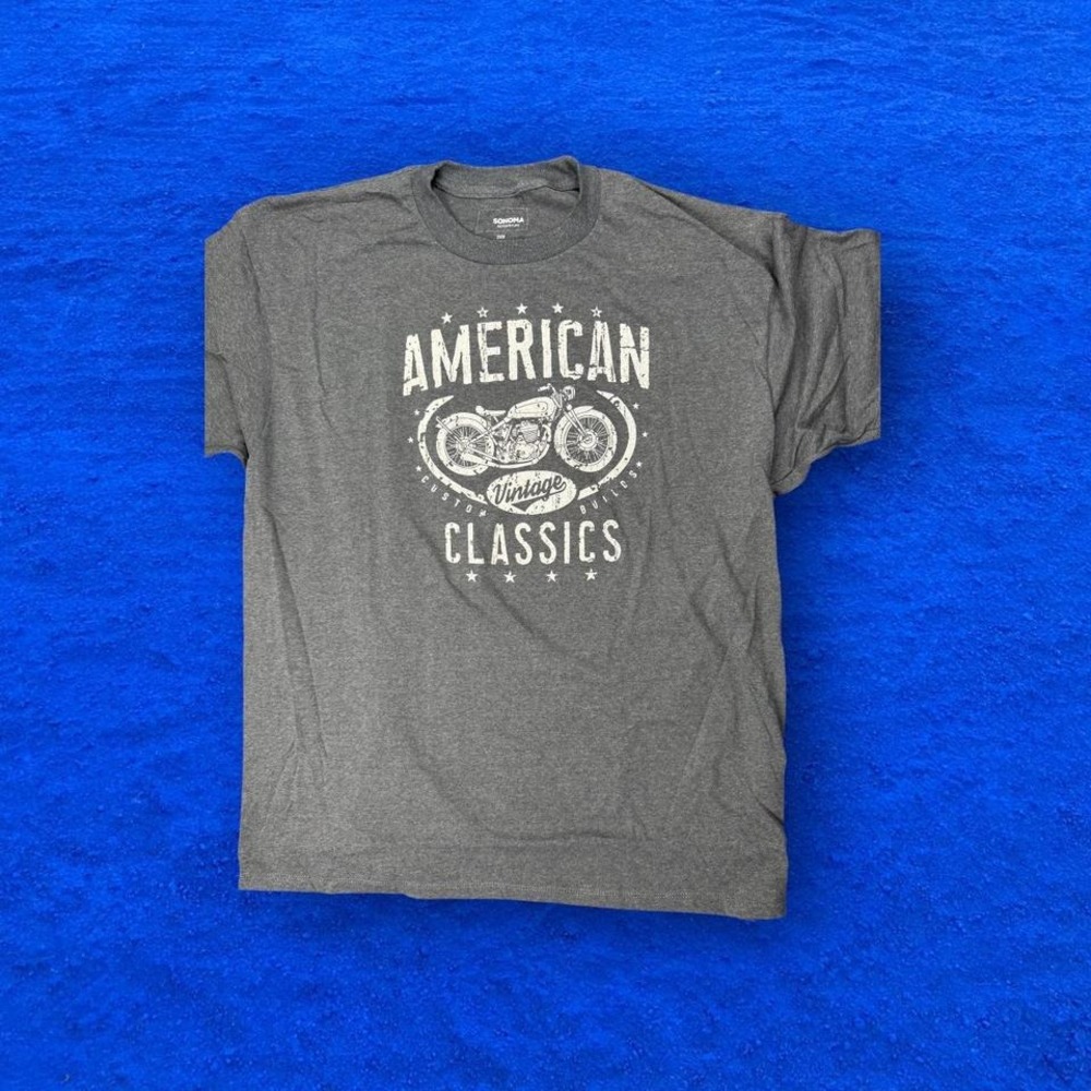 American Classics Motorcycle Graphic T Shirt Grey Size‎ 2XL